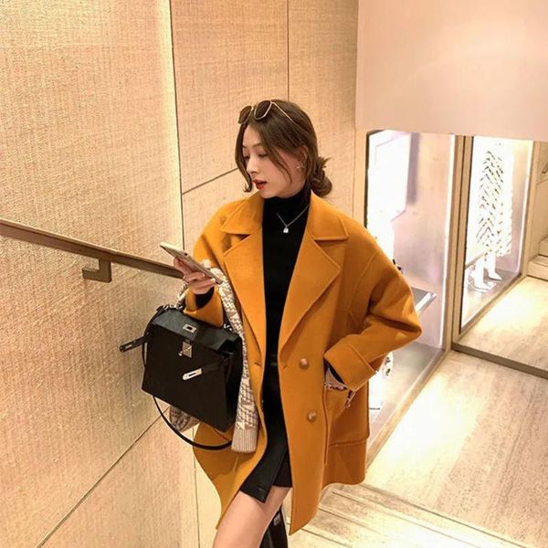 women's wool & blends double-breasted short double-faced cashmere coat autumn and winter 2021 chic vintage loose hepburn style woolen, Black
women's wool & blends double-breasted short double-faced cashmere coat autumn and winter 2021 chic vintage loose hepburn style woolen, Black