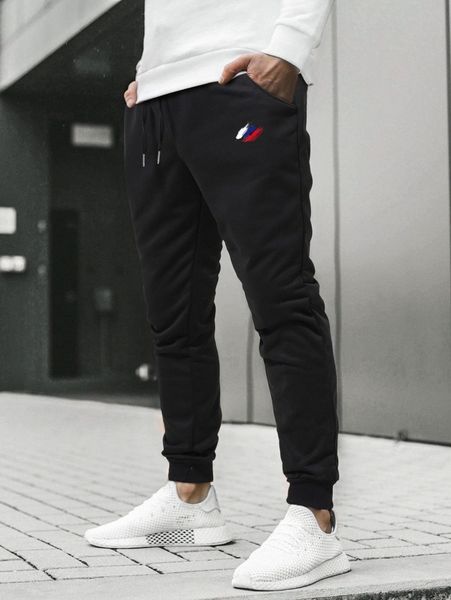 men brush print slant pocket sweatpants h7s1#, Black