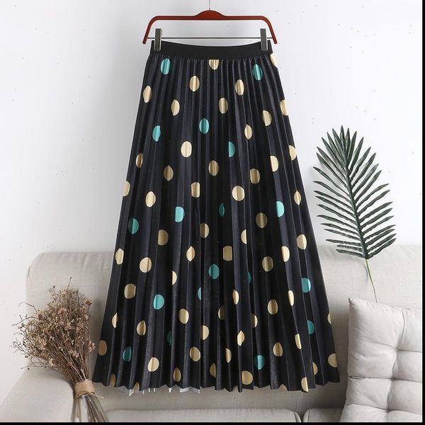 summer pleated high waisted womens skirts polka dot print chic retro long mid calf female a line ladies girls jupe, Black
summer pleated high waisted womens skirts polka dot print chic retro long mid calf female a line ladies girls jupe, Black