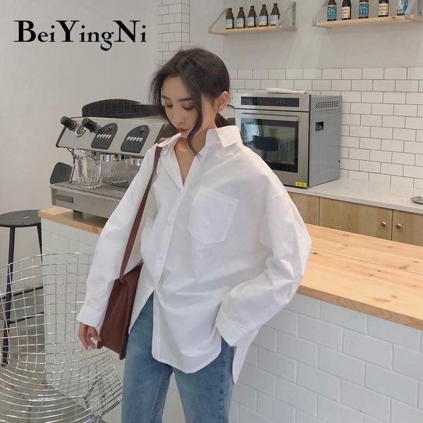 women's blouses & shirts women white plain loose oversized female bf korean style blusas pockets 
women's blouses & shirts women white plain loose oversized female bf korean style blusas pockets