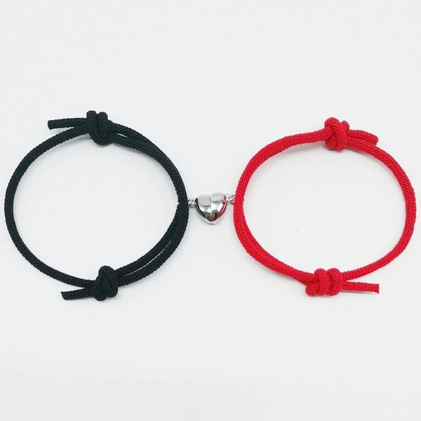 link, chain 2pcs minimalist love-shaped magnetic couple bracelet braided rope lover friendship matching distance gift jewelry, Black
link, chain 2pcs minimalist love-shaped magnetic couple bracelet braided rope lover friendship matching distance gift jewelry, Black