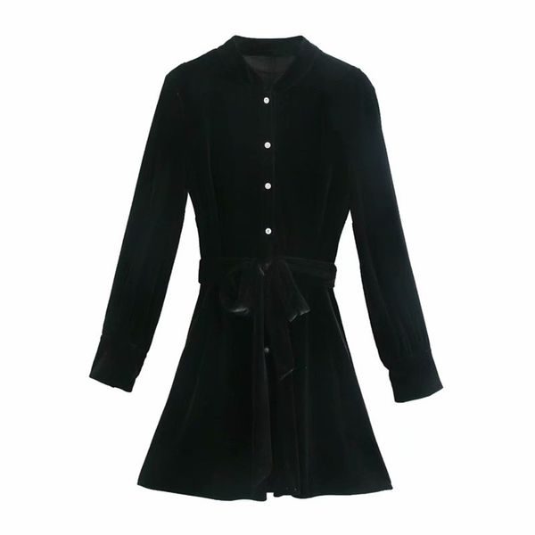 women velvet shirt dress cross long sleeve slim long vestido summer elegant chiffon short sleeve dresses femme 210524, Black;gray
women velvet shirt dress cross long sleeve slim long vestido summer elegant chiffon short sleeve dresses femme 210524, Black;gray