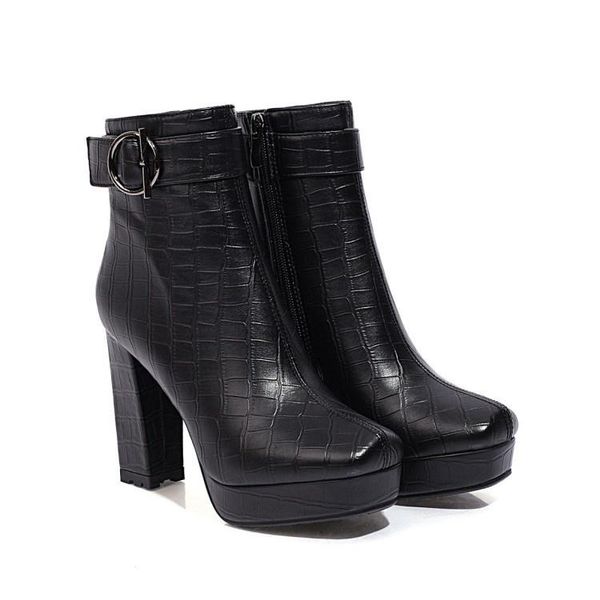 dress shoes thick heel short boots women's belt buckle square head fashion autumn and winter high large, Black
dress shoes thick heel short boots women's belt buckle square head fashion autumn and winter high large, Black