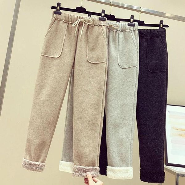 women's pants & capris plush harem women winter solid color high waist keep warm long thickened fleece elastic trousers t6, Black;white
women's pants & capris plush harem women winter solid color high waist keep warm long thickened fleece elastic trousers t6, Black;white