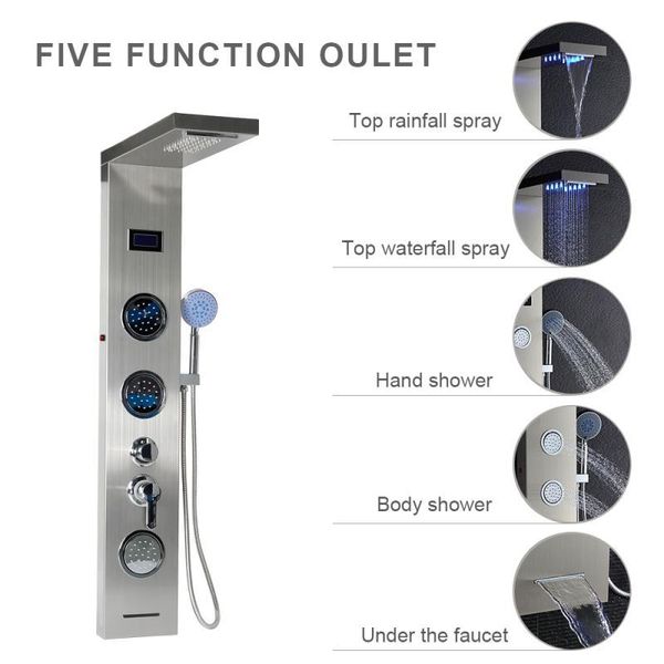 shower lcd display with led light handheld bathing screen waterfall temperature sensor 5 modes for bathroom sets
shower lcd display with led light handheld bathing screen waterfall temperature sensor 5 modes for bathroom sets