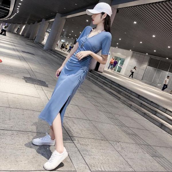 fashion knitted bodycon casual women dresses v neck short sleeve elegant chic slim side vestidos s72, Black;gray
fashion knitted bodycon casual women dresses v neck short sleeve elegant chic slim side vestidos s72, Black;gray