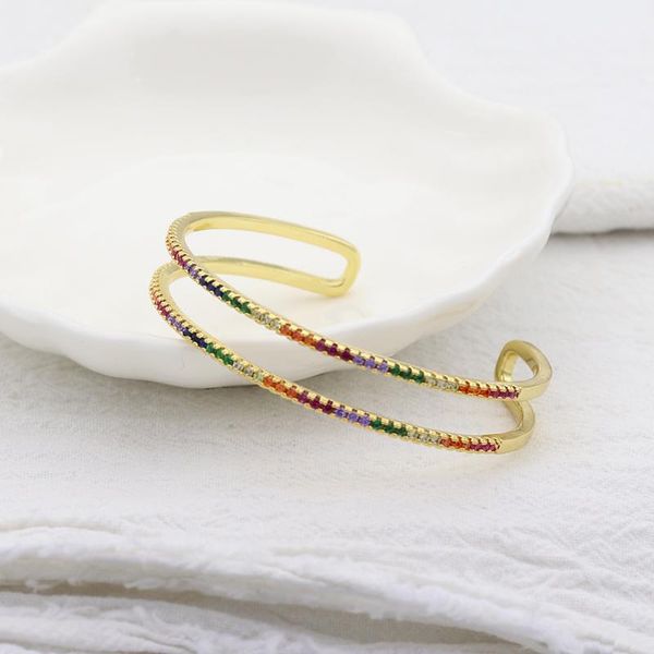 bangle fashion copper rainbow zircon gold color open cuff women bracelet & trendy luxury gift for friend, Black
bangle fashion copper rainbow zircon gold color open cuff women bracelet & trendy luxury gift for friend, Black