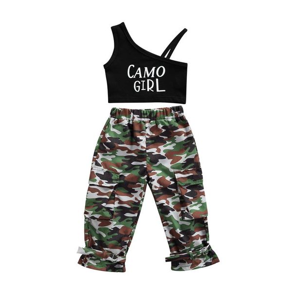 clothing sets 2021 girls casual two-piece clothes set black sleeveless off-the-shoulder and camouflage printing pants kids tracksuit, White
clothing sets 2021 girls casual two-piece clothes set black sleeveless off-the-shoulder and camouflage printing pants kids tracksuit, White