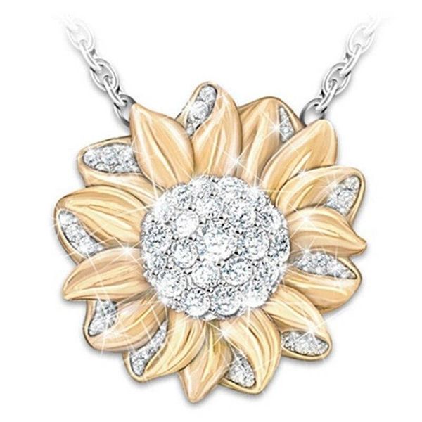 you are my sunshine sparkling sunflower carved pendant necklace heart rose zircon jewelry valentine's day necklaces, Silver
you are my sunshine sparkling sunflower carved pendant necklace heart rose zircon jewelry valentine's day necklaces, Silver