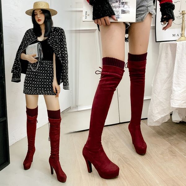 size 32 to 43 red brown knitting patchwork over the knee thigh boot luxury designer women shoes high heels 3 colors, Black
size 32 to 43 red brown knitting patchwork over the knee thigh boot luxury designer women shoes high heels 3 colors, Black