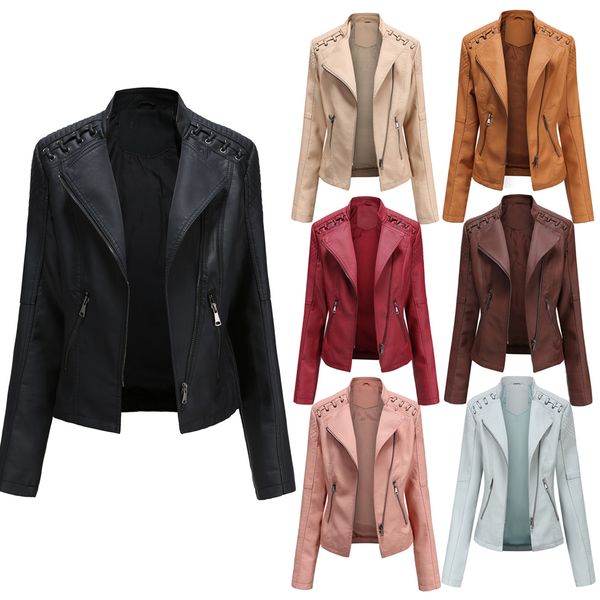 womens pu jacket fashion slim fit leather motorcycle jackets short biker coat autumn spring long sleeve, Black;brown
womens pu jacket fashion slim fit leather motorcycle jackets short biker coat autumn spring long sleeve, Black;brown