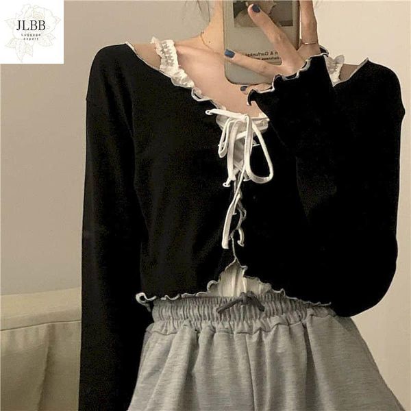 tshirt women t shrit side lace-up cardigan korean autumn repair body short long-sleeved t-shirt harajuku kawaii goth women's, White
tshirt women t shrit side lace-up cardigan korean autumn repair body short long-sleeved t-shirt harajuku kawaii goth women's, White