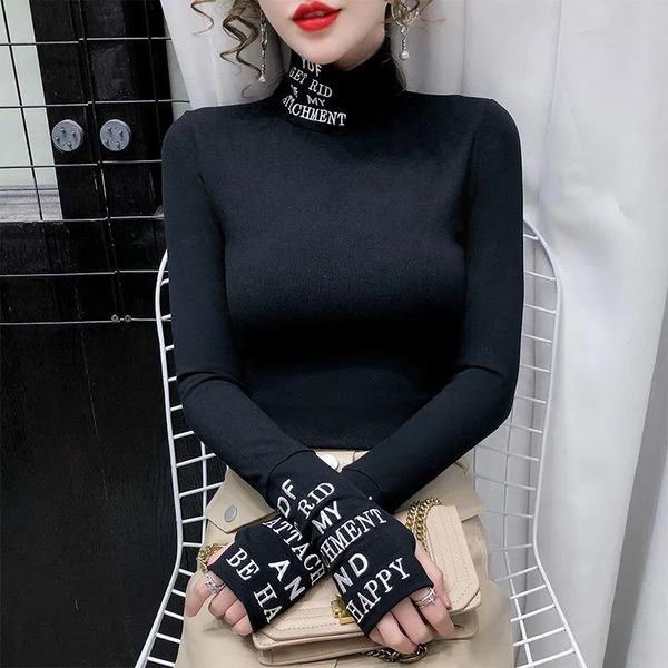 women's t-shirt tsxt stretch tight and comfortable for women winter 2021 printed letter high collar long sleeve top, White
women's t-shirt tsxt stretch tight and comfortable for women winter 2021 printed letter high collar long sleeve top, White
