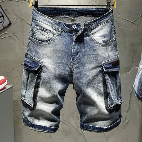 idopy summer mens retro cargo denim shorts vintage acid washed faded multi-pockets military style short jeans for male men's, Blue
idopy summer mens retro cargo denim shorts vintage acid washed faded multi-pockets military style short jeans for male men's, Blue