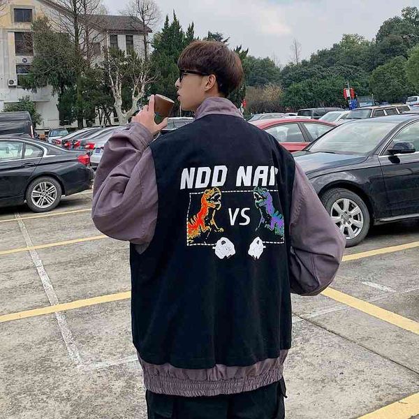 men's jackets spring autumn handsome fake two-piece vests jacket loose korean student couple cartoon printing casual zipper q, Black;brown
men's jackets spring autumn handsome fake two-piece vests jacket loose korean student couple cartoon printing casual zipper q, Black;brown