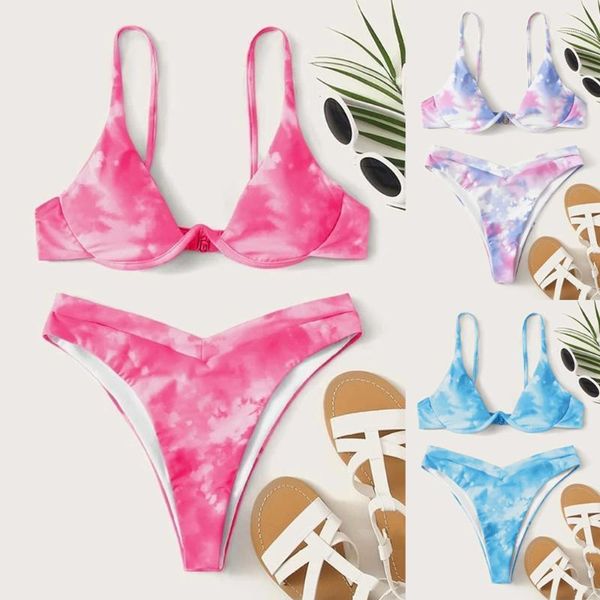 women split bikini set feashion tie dye push up padded bra with underwire brazilian panties swimming suit swimsuit swimwear women's, White;black
women split bikini set feashion tie dye push up padded bra with underwire brazilian panties swimming suit swimsuit swimwear women's, White;black
