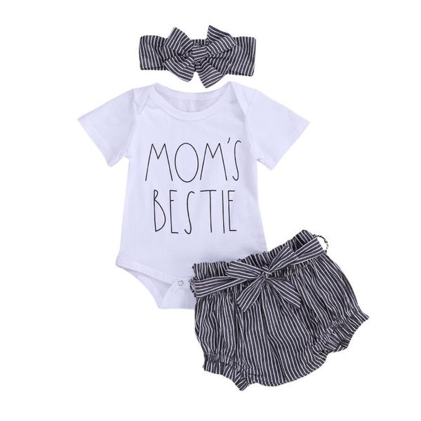 3pcs est summer toddler infant baby girl cotton casual outfits set letter bodysuit+stripe shorts+headband cute clothes clothing sets, White
3pcs est summer toddler infant baby girl cotton casual outfits set letter bodysuit+stripe shorts+headband cute clothes clothing sets, White