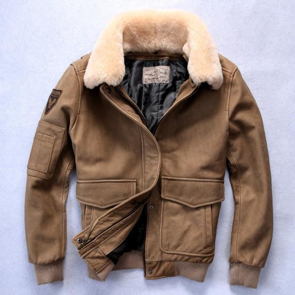 men's leather & faux aviirex flight jacket with fur collar removable cowskin winter jacket/ coat men tan black brown
men's leather & faux aviirex flight jacket with fur collar removable cowskin winter jacket/ coat men tan black brown