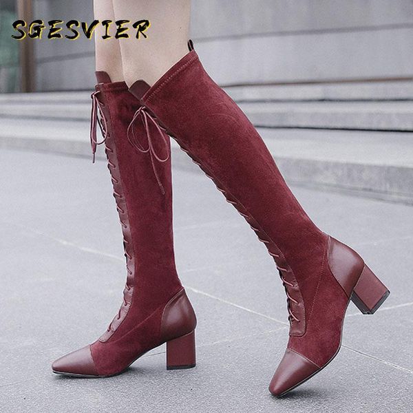 boots sgesvier 2021 cow leather knee high women square toe lace up fashion heels autumn elegant dress shoes, Black
boots sgesvier 2021 cow leather knee high women square toe lace up fashion heels autumn elegant dress shoes, Black