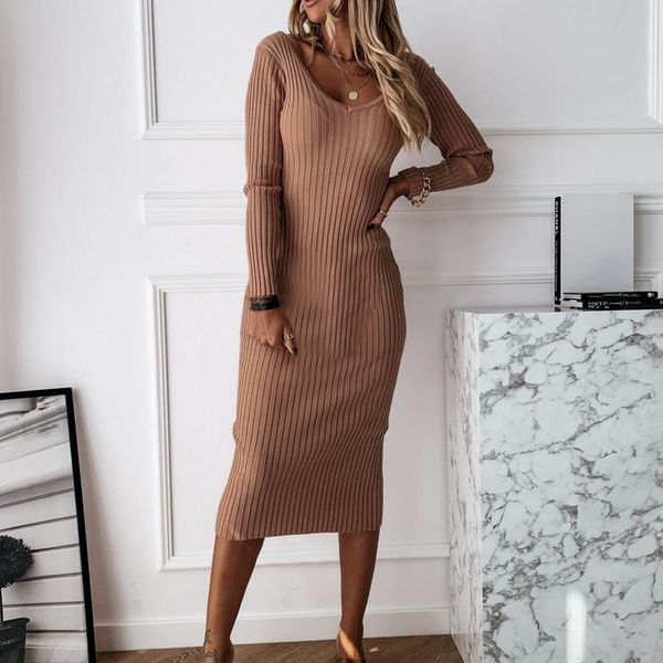 mid calf womens dresses knitted dress long sleeve autumn casual stretchy elastic elegant o neck women solid bodycon, Black;gray
mid calf womens dresses knitted dress long sleeve autumn casual stretchy elastic elegant o neck women solid bodycon, Black;gray