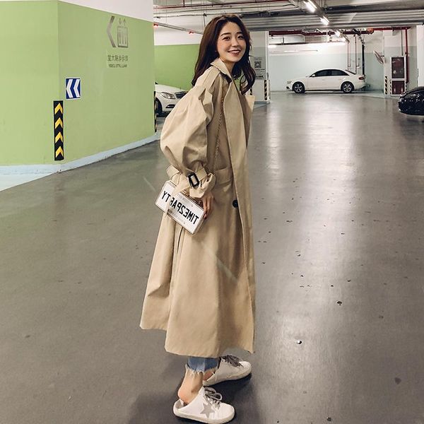 women's trench coats windbreaker mid-length korean style loose british coat spring and autumn 2021 super long over-the-knee, Tan;black
women's trench coats windbreaker mid-length korean style loose british coat spring and autumn 2021 super long over-the-knee, Tan;black