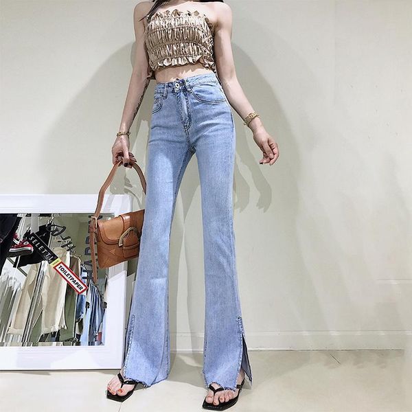 spring summer micro trumpet long jeans female slim split hem high waist stretchable floor length denim pants for women women's, Blue
spring summer micro trumpet long jeans female slim split hem high waist stretchable floor length denim pants for women women's, Blue