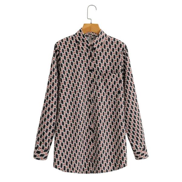 women's blouses & shirts 2021 spring women geometric print single pocket casual shirt female long sleeve blouse loose blusas s8569, White
women's blouses & shirts 2021 spring women geometric print single pocket casual shirt female long sleeve blouse loose blusas s8569, White