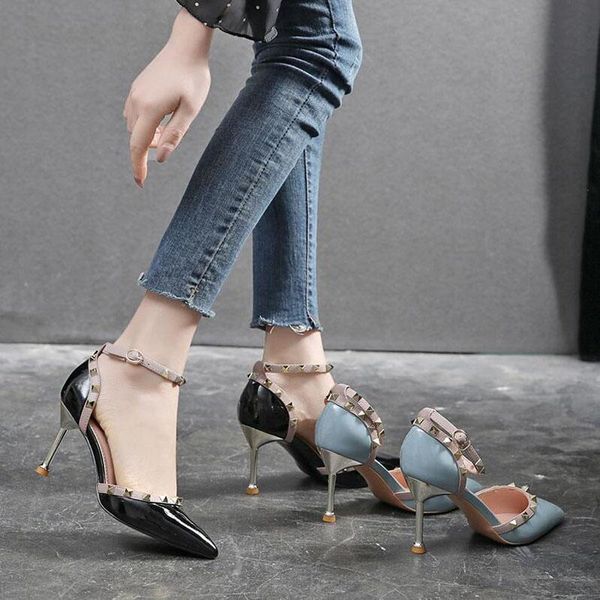 dress shoes size 31~43 pumps female designers 2021 summer europe and america rivets stiletto pointed toe buckle women's vj159, Black
dress shoes size 31~43 pumps female designers 2021 summer europe and america rivets stiletto pointed toe buckle women's vj159, Black