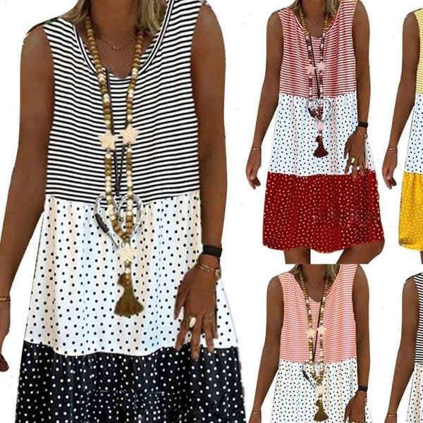 casual dot stripe patchwork women dresses sleeveless v neck loose knee length dress, Black;gray
casual dot stripe patchwork women dresses sleeveless v neck loose knee length dress, Black;gray