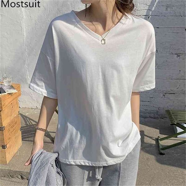 solid v--neck short sleeve t shirt women spring summer basic casual fashion tees korean loose ladies t-shirts 210513, White
solid v--neck short sleeve t shirt women spring summer basic casual fashion tees korean loose ladies t-shirts 210513, White