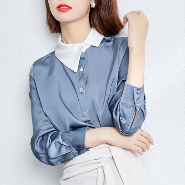 women's blouses & shirts office ladies work women satin silk blouse fashion spring autumn long sleeves korean style basic all-match, White
women's blouses & shirts office ladies work women satin silk blouse fashion spring autumn long sleeves korean style basic all-match, White