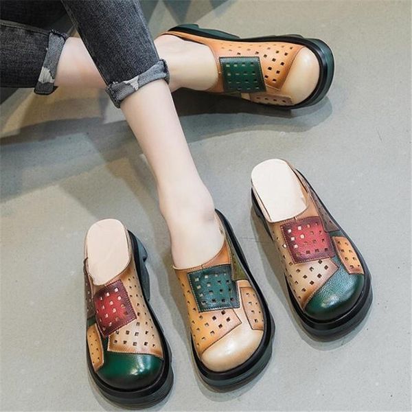 slippers summer color matching leather thick bottom bag head hollow out leisure comfortable ethnic style women's sandals, Black
slippers summer color matching leather thick bottom bag head hollow out leisure comfortable ethnic style women's sandals, Black