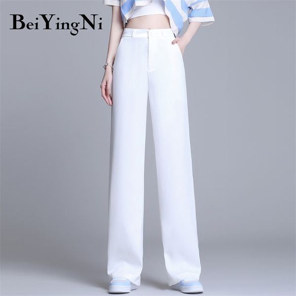 high waist wide leg pants female satin korean fashion suit womens casual plus size harajuku toursers ol 210506, Black;white
high waist wide leg pants female satin korean fashion suit womens casual plus size harajuku toursers ol 210506, Black;white