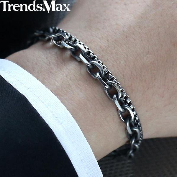 link, chain men's double bracelet cable box link gunmatel stainless steel for male jewelry drop wholesale kdb11, Black
link, chain men's double bracelet cable box link gunmatel stainless steel for male jewelry drop wholesale kdb11, Black