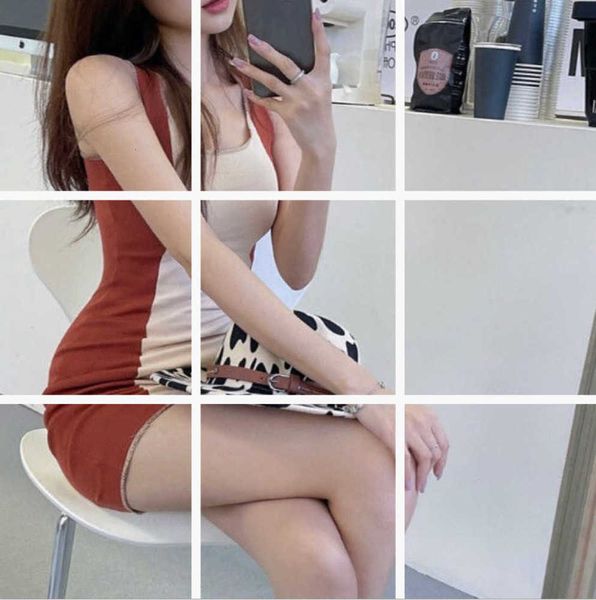 dress summer french style suspender tight temperament short skirt women's slim 8280 double color matching, Black;gray
dress summer french style suspender tight temperament short skirt women's slim 8280 double color matching, Black;gray