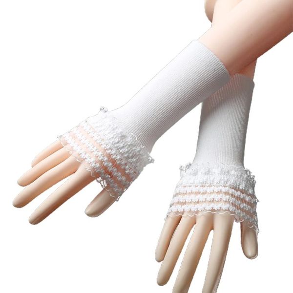 five fingers gloves women ribbed knitted arm warmers ruffles lace patchwork horn cuffs fake sleeves solid color stretchy fingerless, Blue;gray
five fingers gloves women ribbed knitted arm warmers ruffles lace patchwork horn cuffs fake sleeves solid color stretchy fingerless, Blue;gray