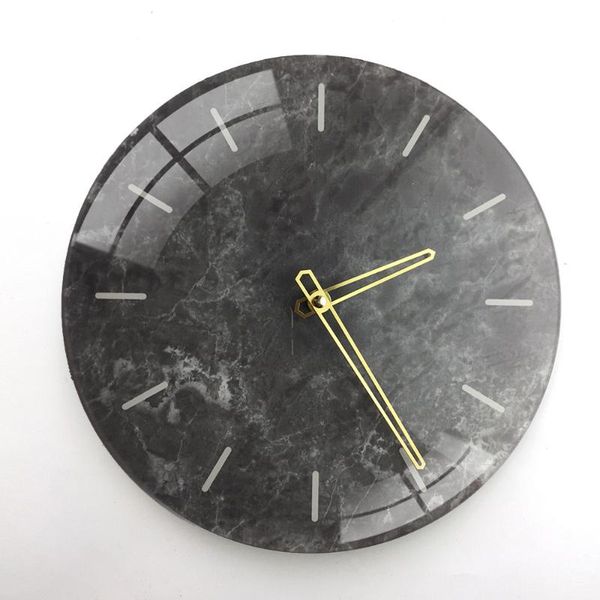 wall clocks grey marble clock nordic plastic single face round balcony kitchen horloge murale decoration eh60wc