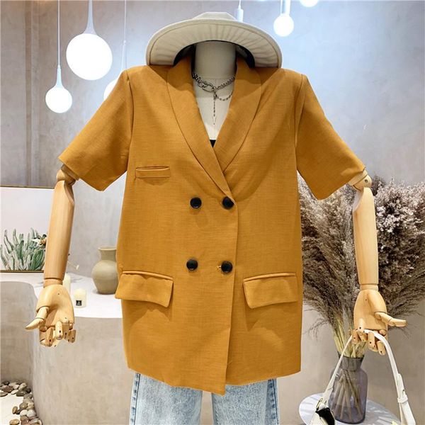 women's suits & blazers niche design clothing summer 2021 fashion short sleeve loose versatile medium long casual retro blazer top, White;black
women's suits & blazers niche design clothing summer 2021 fashion short sleeve loose versatile medium long casual retro blazer top, White;black