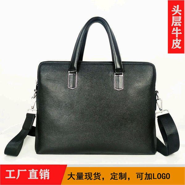 

briefcase men's leather hand-held leisure cowhide bag single shoulder messenger business document