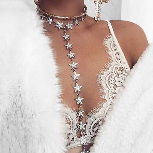 new statement necklace fashion jewelry accessories punk gold color star tassel choker necklace for couple lovers' girl gift, Golden;silver
new statement necklace fashion jewelry accessories punk gold color star tassel choker necklace for couple lovers' girl gift, Golden;silver