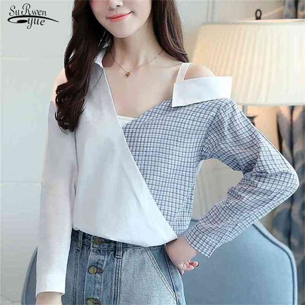 blusas v-neck women and blouse summer long sleeve shirt casual fashion plaid elegant 's clothing d832 210421, White
blusas v-neck women and blouse summer long sleeve shirt casual fashion plaid elegant 's clothing d832 210421, White