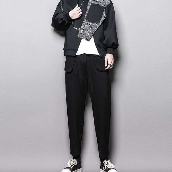 men's pants black straight spring and autumn literature art versatile splicing casual vertical nine legged
men's pants black straight spring and autumn literature art versatile splicing casual vertical nine legged