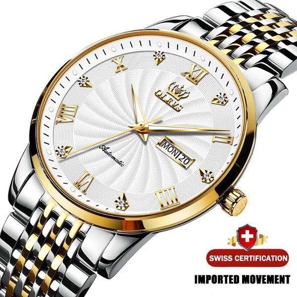 men mechanical wristwatches automatic watch menstainless steel waterproof business relogio masculino 6630, Slivery;brown
men mechanical wristwatches automatic watch menstainless steel waterproof business relogio masculino 6630, Slivery;brown