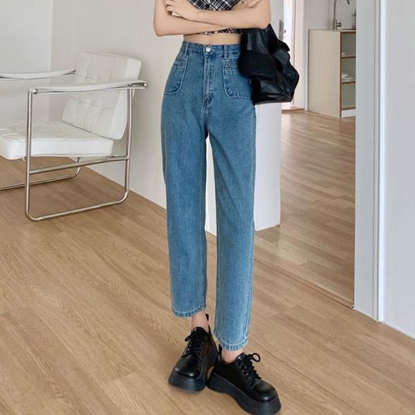 women's jeans dark cropped summer thin 2021 small high waist loose straight pants, Blue
women's jeans dark cropped summer thin 2021 small high waist loose straight pants, Blue