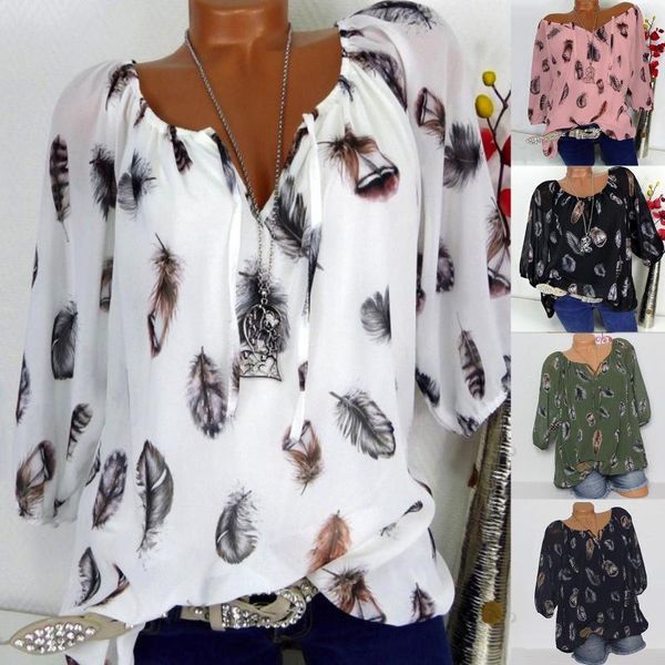 women's blouses & shirts summer loose leisure printed v-neck elbow sleeve, White
women's blouses & shirts summer loose leisure printed v-neck elbow sleeve, White