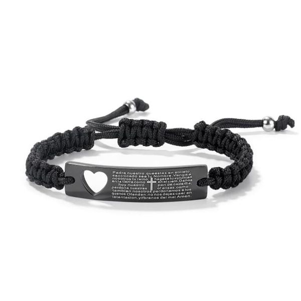link, chain stainless steel heart bar religious christ bible verse rope bracelet bangle men jewelry gift for him, Black
link, chain stainless steel heart bar religious christ bible verse rope bracelet bangle men jewelry gift for him, Black