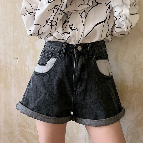 women's shorts korean fashion loose and thin, straight tube, students' high waist curled jeans wide leg a-line pants, White;black
women's shorts korean fashion loose and thin, straight tube, students' high waist curled jeans wide leg a-line pants, White;black