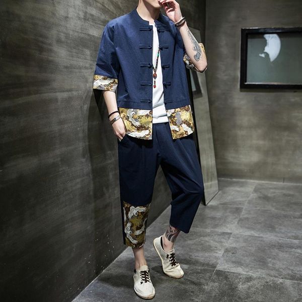 men's t-shirts summer chinese style suits cotton and linen tang suit two-piece, White;black
men's t-shirts summer chinese style suits cotton and linen tang suit two-piece, White;black