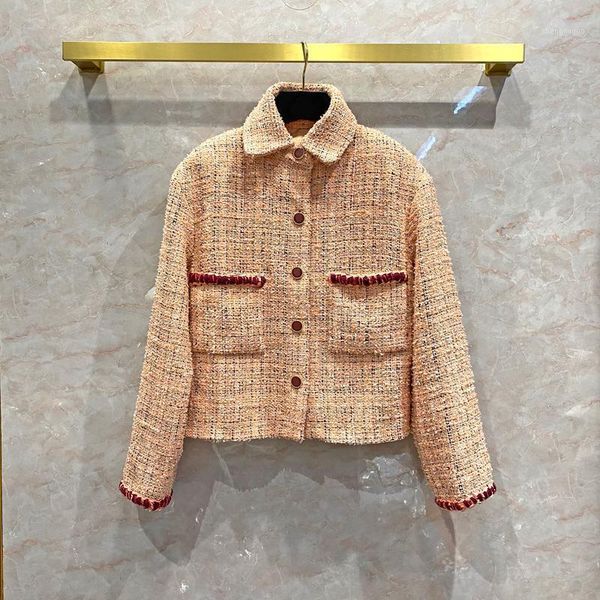 spring autumn 2021 designer women's 100%silk lining pockets tweed coat b359 wool & blends, Black
spring autumn 2021 designer women's 100%silk lining pockets tweed coat b359 wool & blends, Black