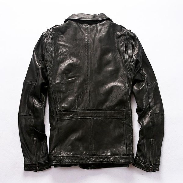 tanning men's plant goatskin motorcycle leather jacket with pockets safari style black fold casual coat men autumn & faux
tanning men's plant goatskin motorcycle leather jacket with pockets safari style black fold casual coat men autumn & faux
